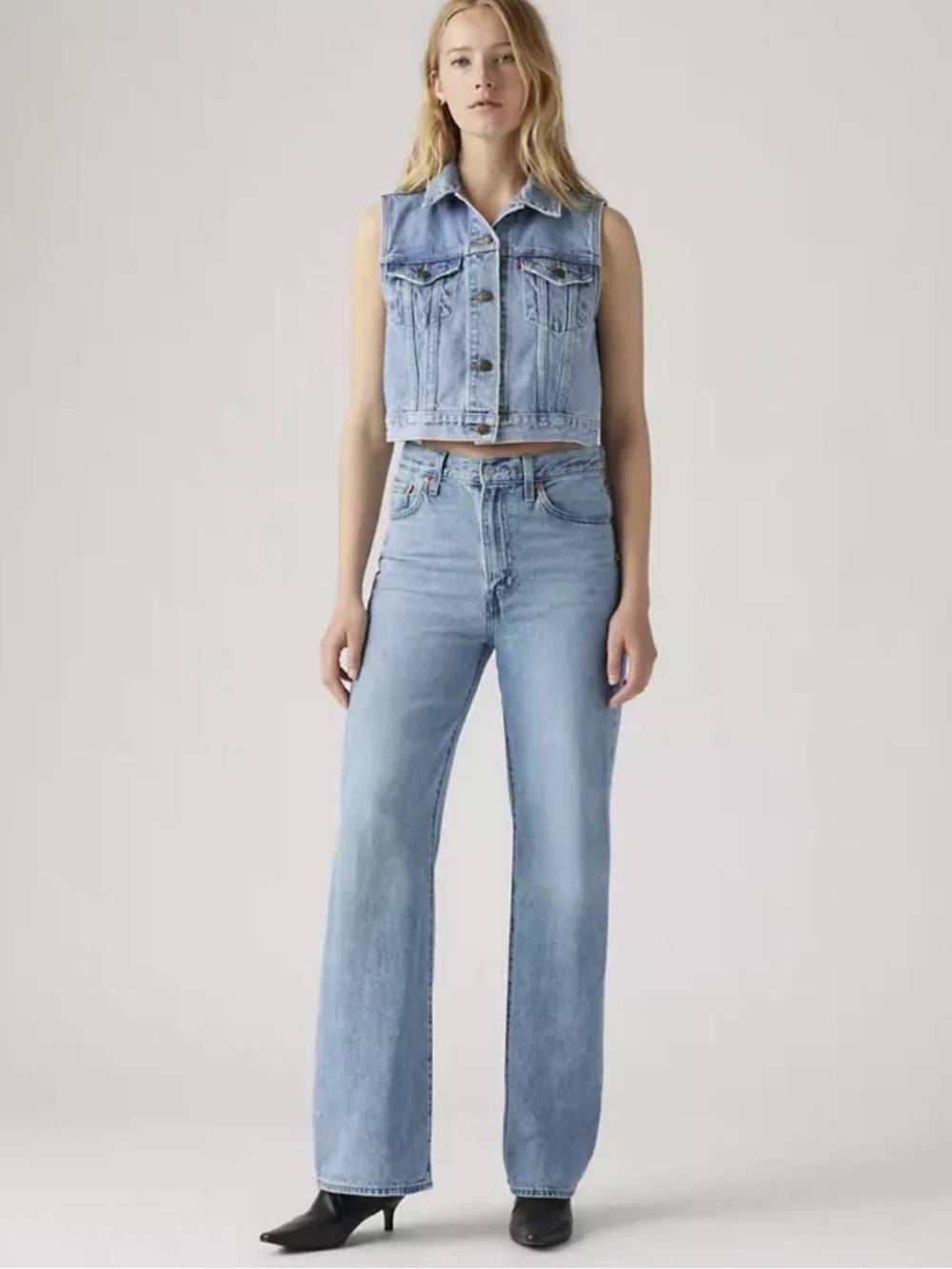 LEVIS Ribcage Wide-Leg Sz 26 100% Cotton Zip Fly Retro Big E High Rise 26x31